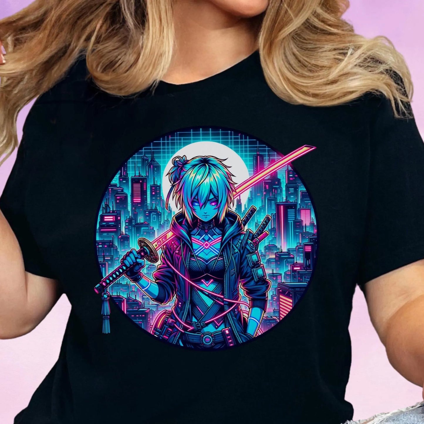 Anime Girl Cyber Neon Tee