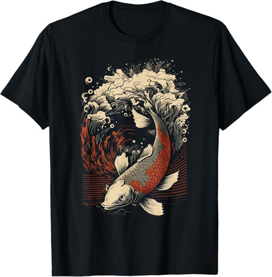 Japanese Koi Fish Red Wave Tee