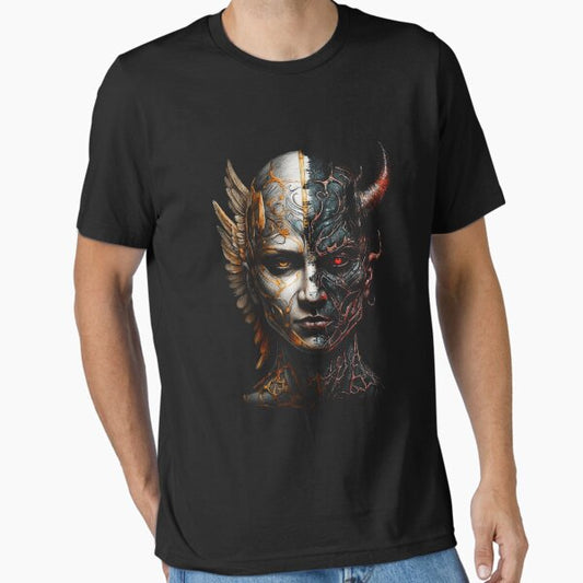 Angel vs Demon Split Face Tee