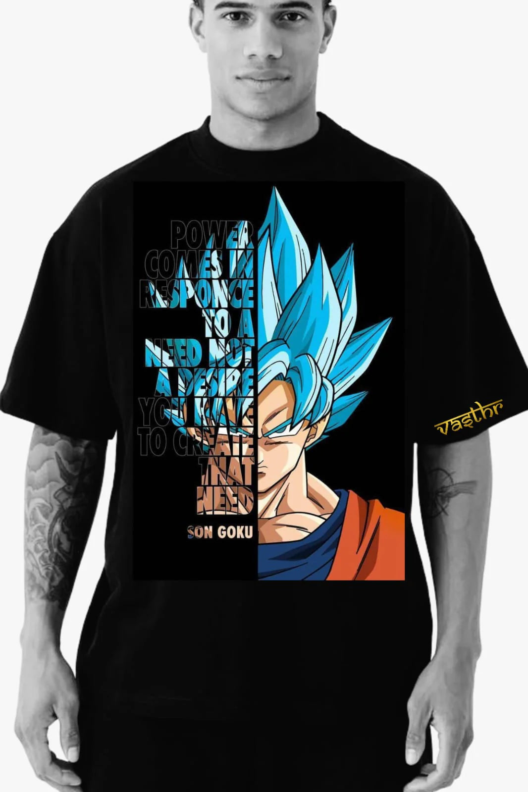 Saiyan Blue Aura Oversized Anime Tee