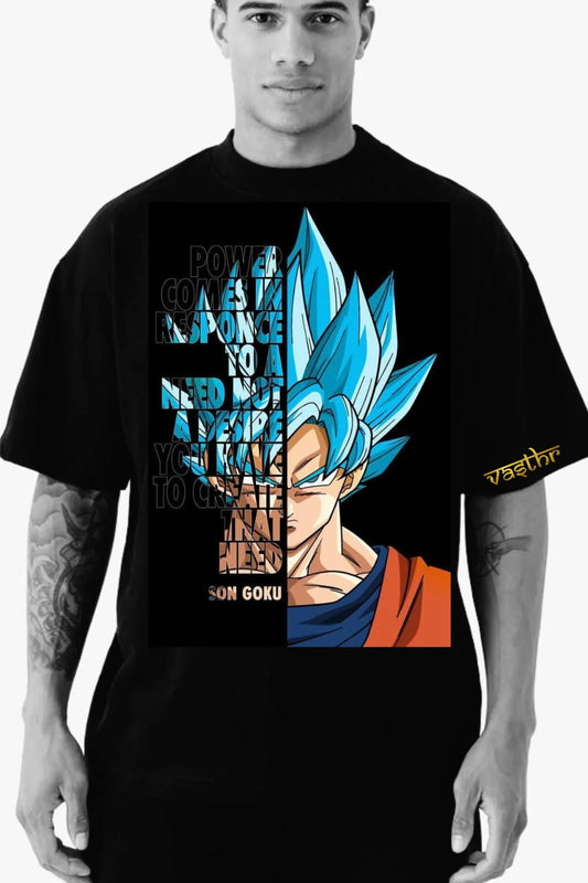 Saiyan Blue Aura Oversized Anime Tee
