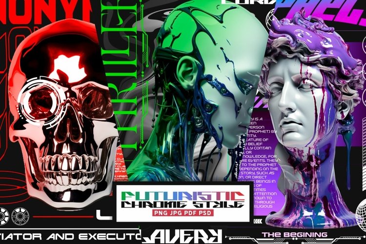 3D Chrome Skull Street Tee